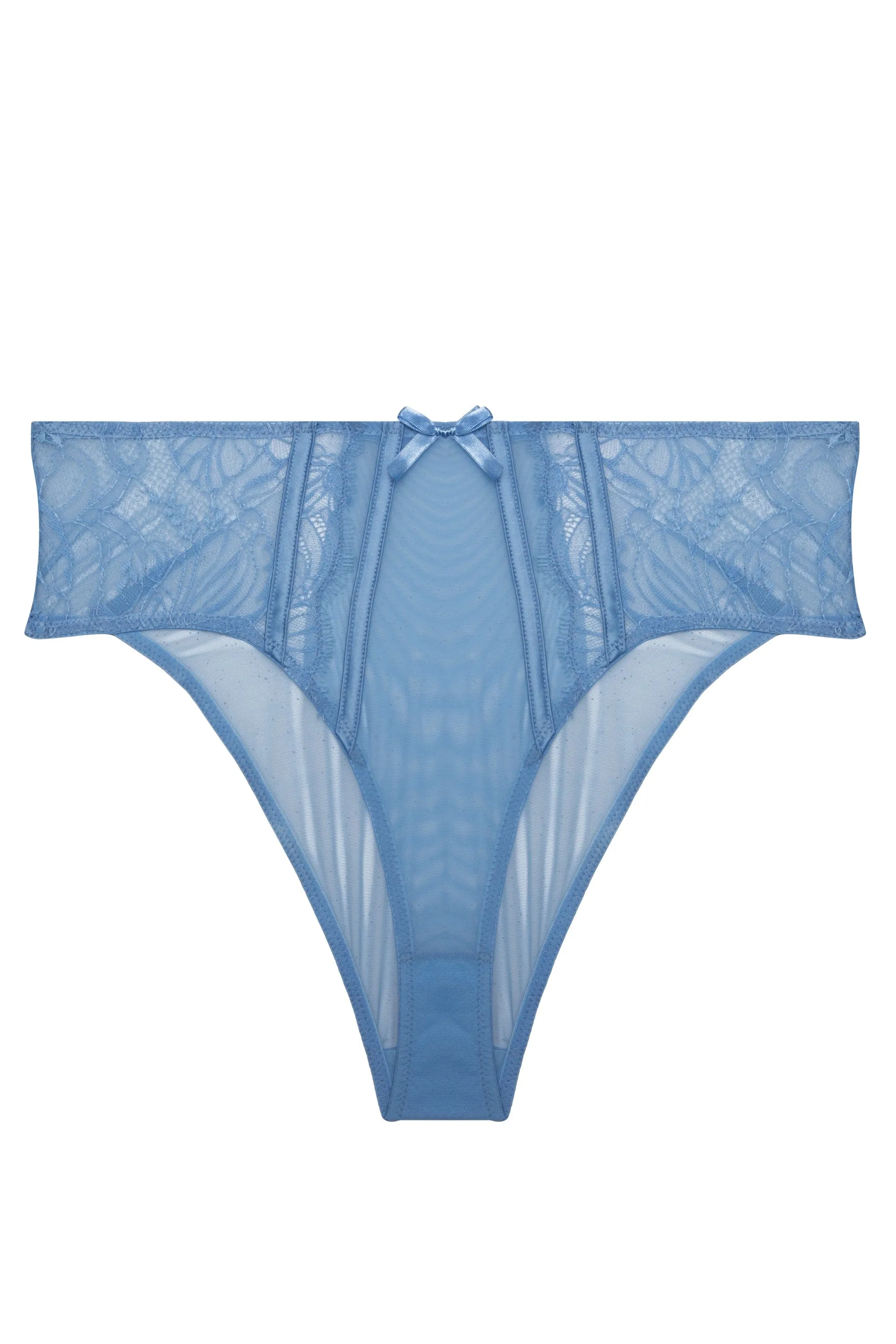 Fallon Cornflower Blue Lace and Mesh Midi Brief
