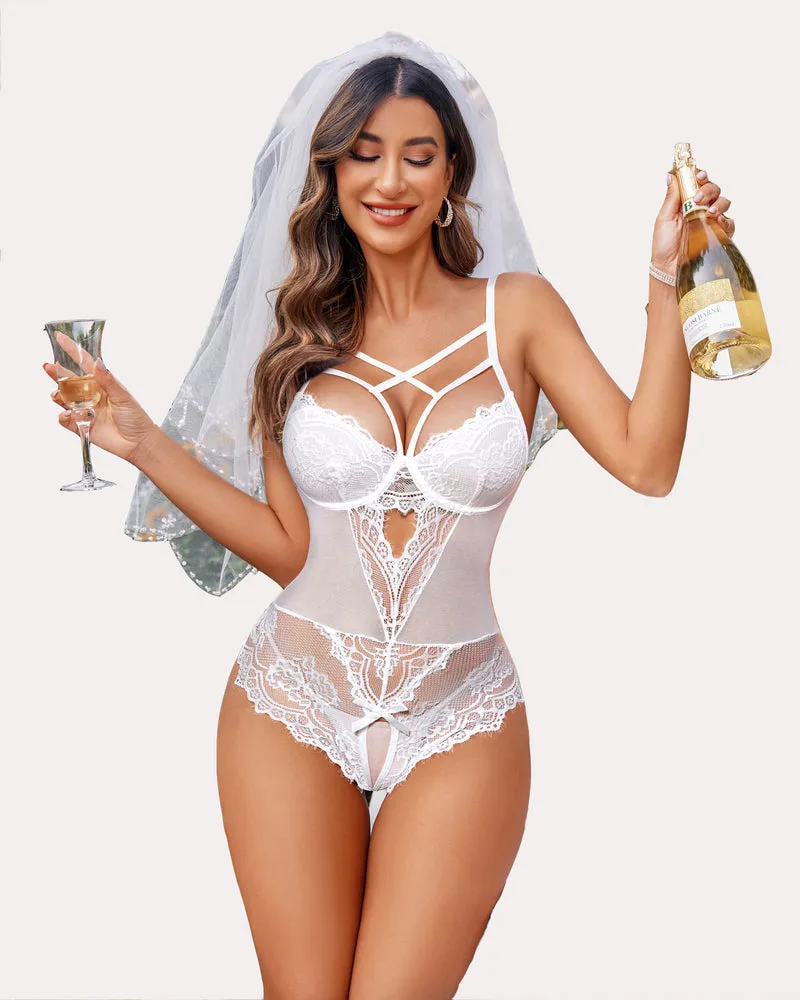 Floral Lace Harness Bodysuit (DE Only)