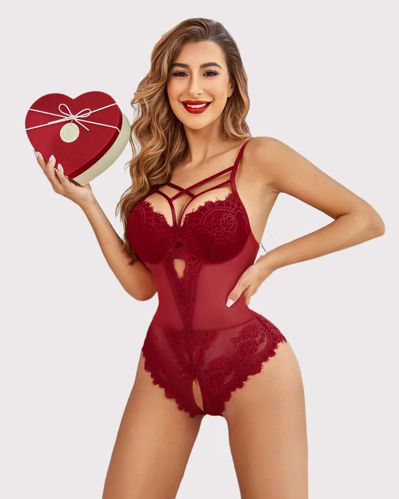 Floral Lace Harness Bodysuit (DE Only)