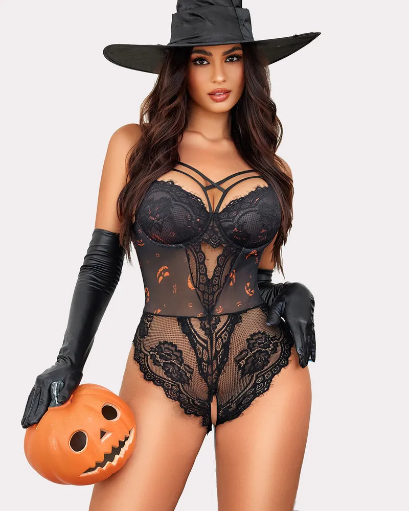 Floral Lace Harness Bodysuit (DE Only)