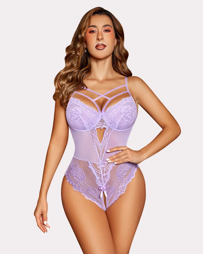 Floral Lace Harness Bodysuit (DE Only)