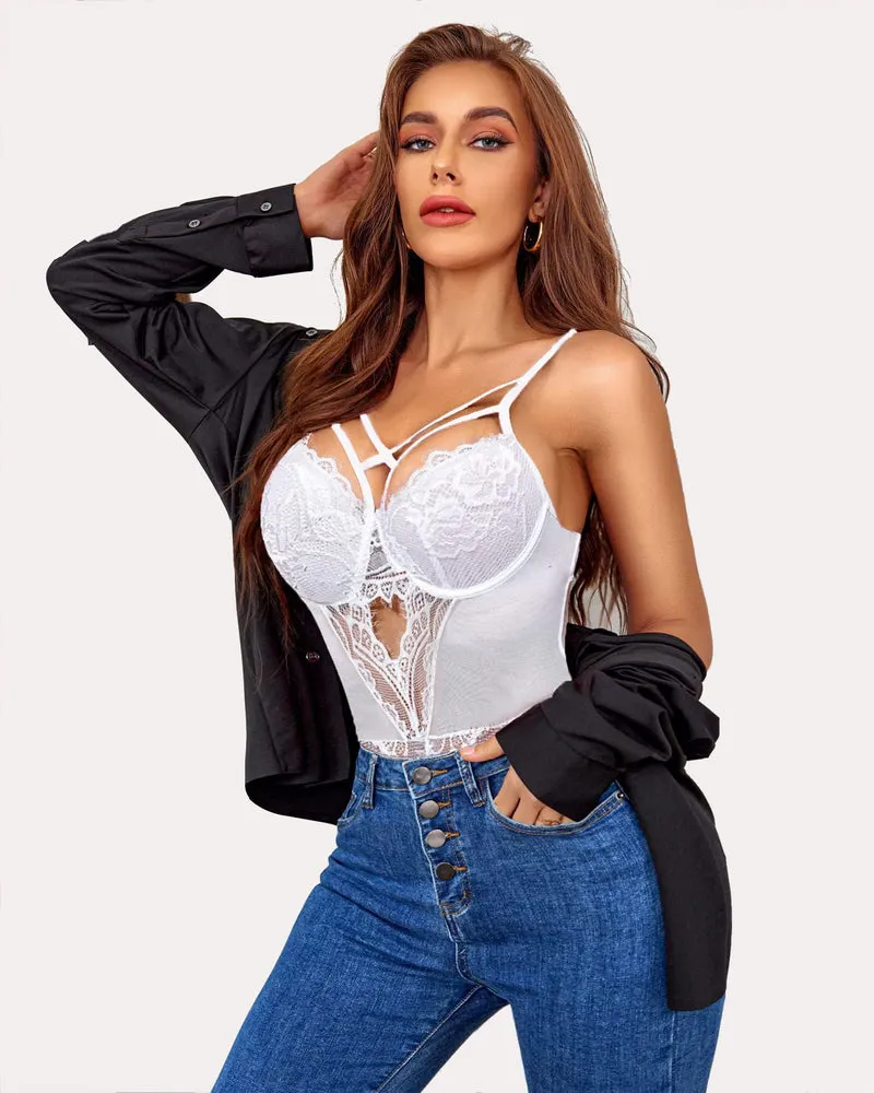 Floral Lace Harness Bodysuit (DE Only)
