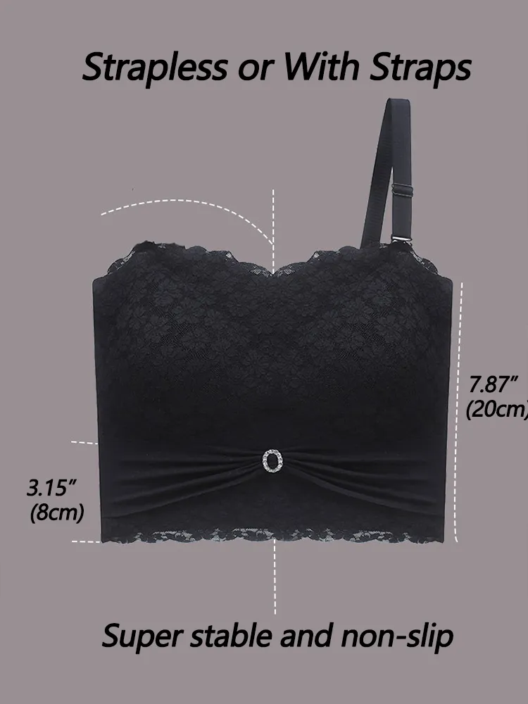 Floral Lace Invisible Bandeau Longline Strapless Bras