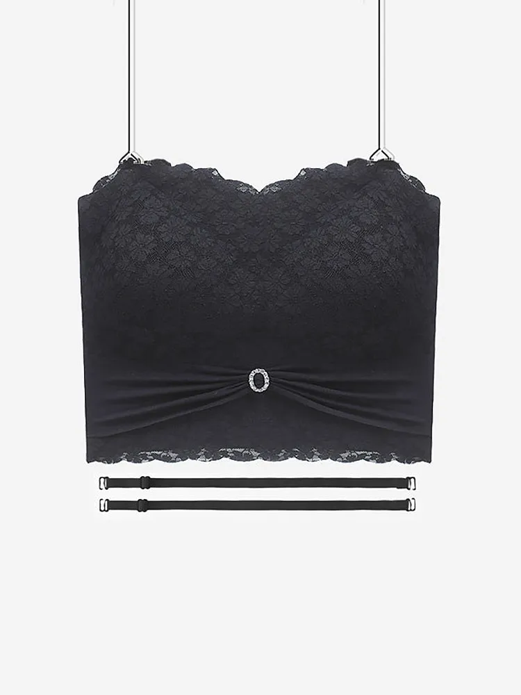 Floral Lace Invisible Bandeau Longline Strapless Bras