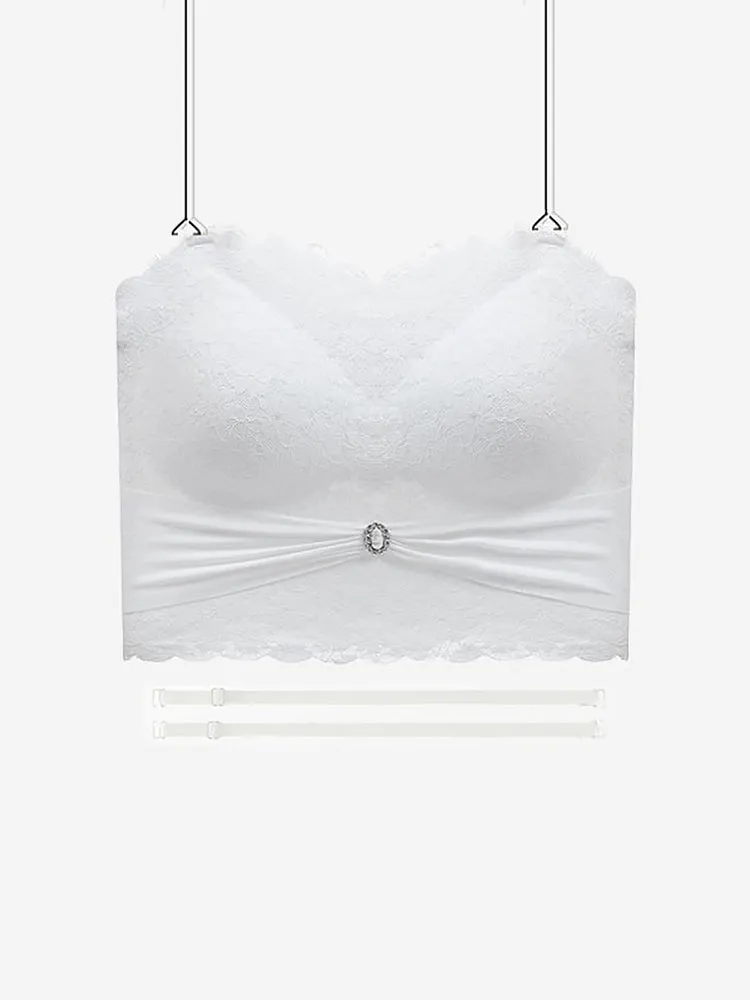 Floral Lace Invisible Bandeau Longline Strapless Bras