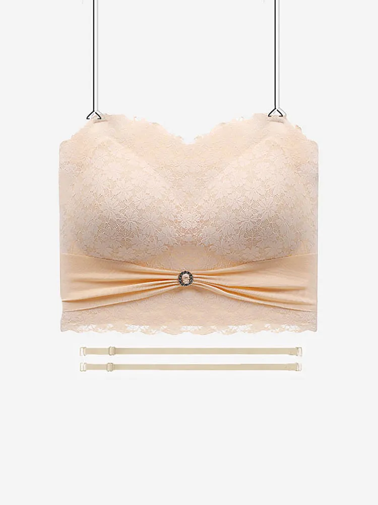 Floral Lace Invisible Bandeau Longline Strapless Bras