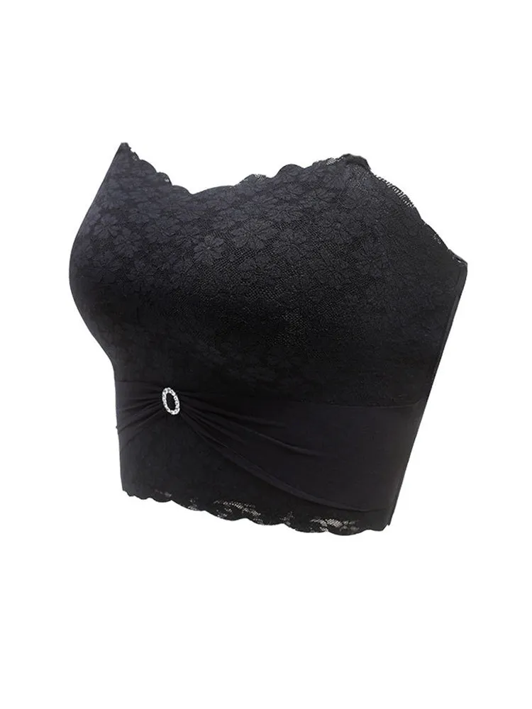 Floral Lace Invisible Bandeau Longline Strapless Bras
