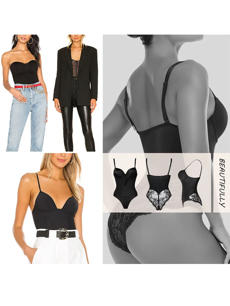 Floral Lace Tummy Control Lift Bodysuit Shapewear