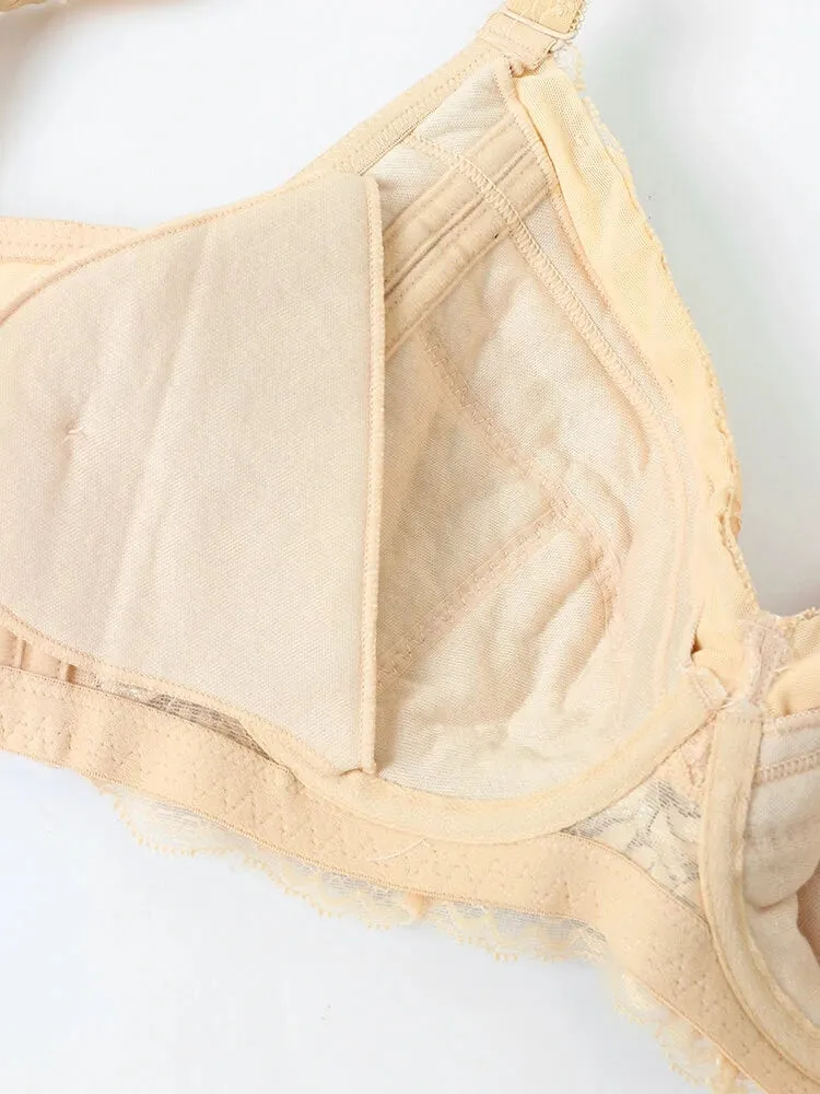 Floral Lace Underwire Full Cup Back Closure Bra