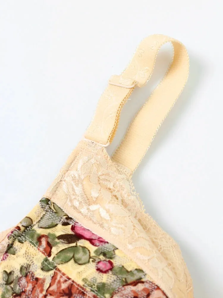 Floral Lace Underwire Full Cup Back Closure Bra