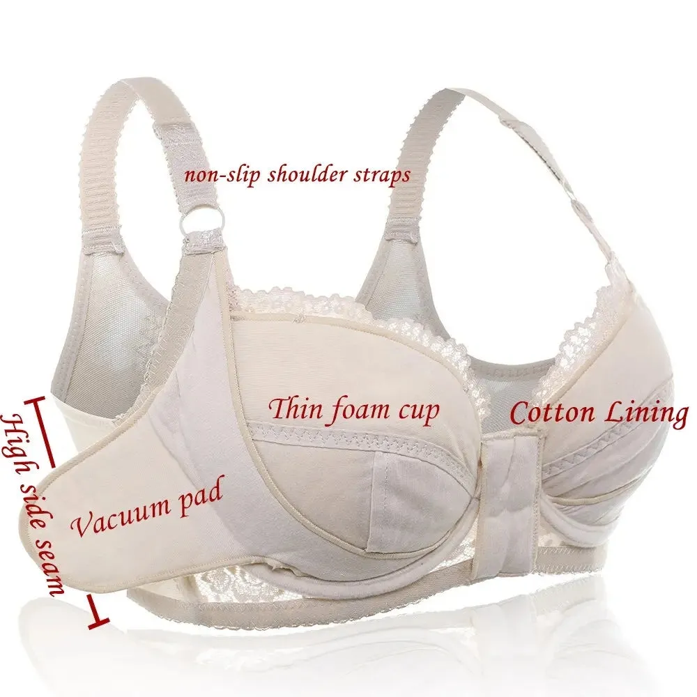 Front Closure Embroidery Push Up Thin Bra