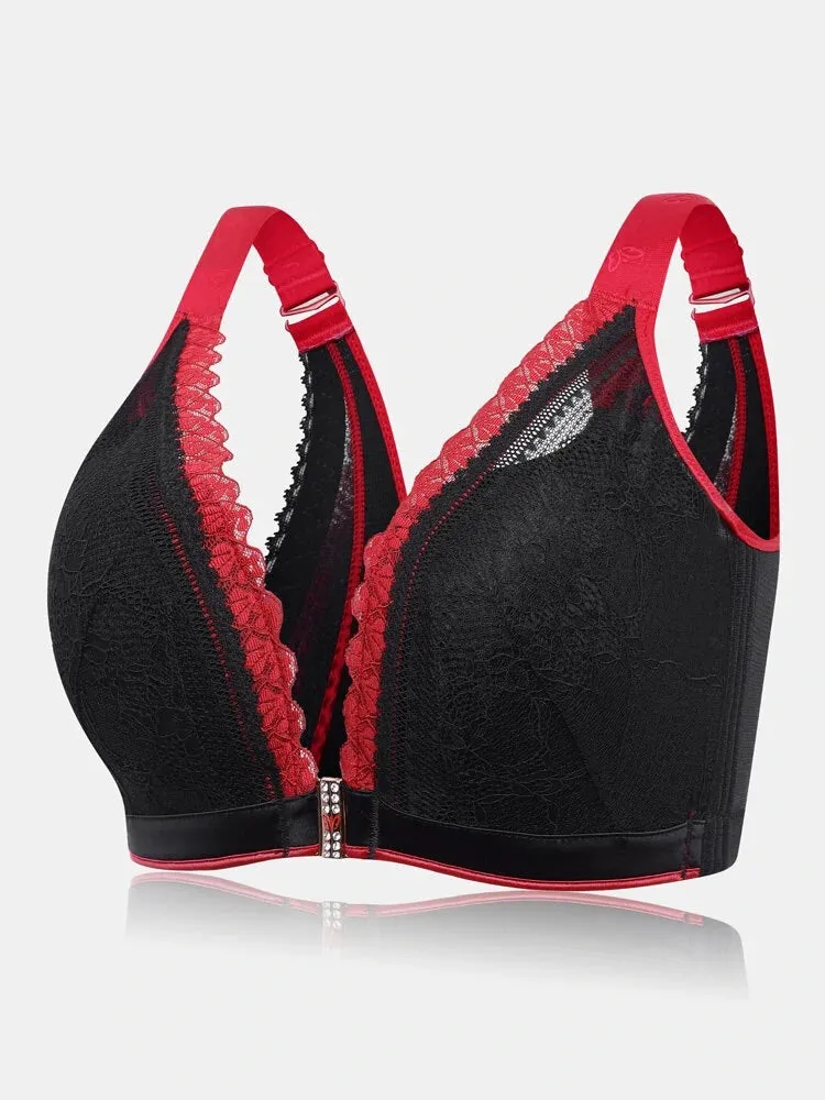 Front&Back Closure Lace Sexy Push Up Wireless Bra