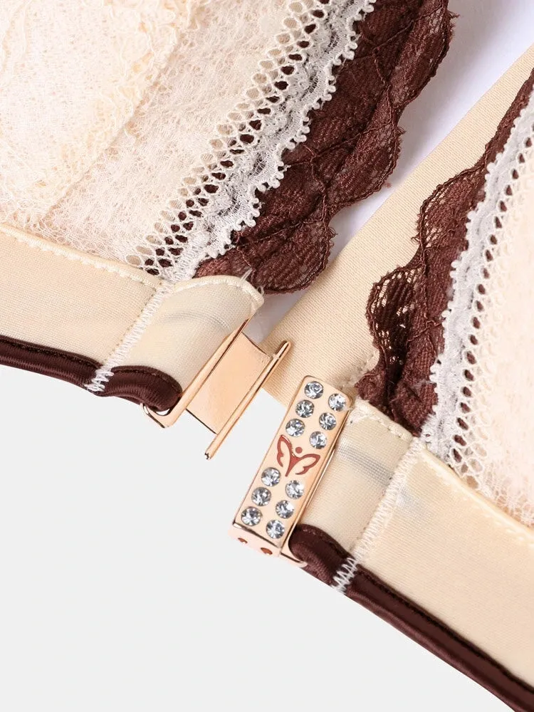 Front&Back Closure Lace Sexy Push Up Wireless Bra