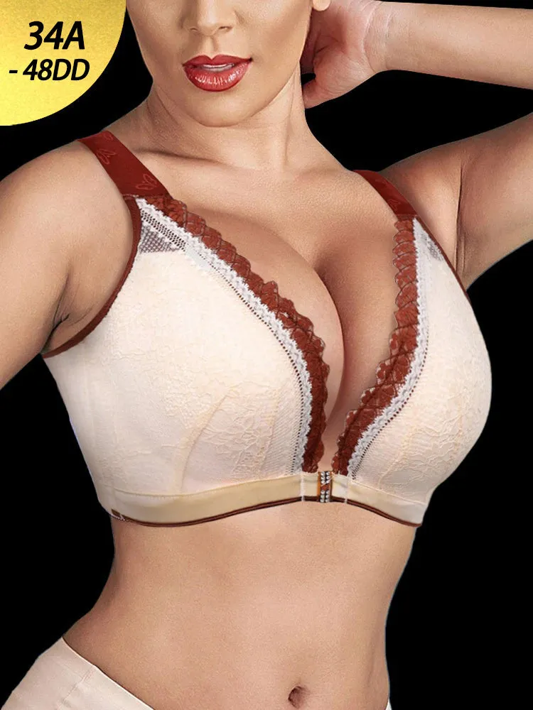 Front&Back Closure Lace Sexy Push Up Wireless Bra