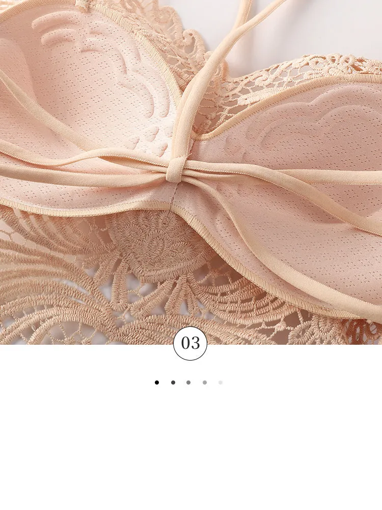 Heart-shaped Embroidered Slim-fitting Hollow Tank Top Bra