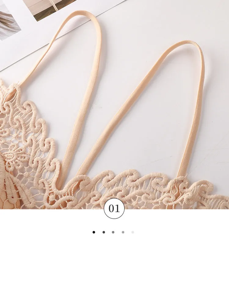 Heart-shaped Embroidered Slim-fitting Hollow Tank Top Bra