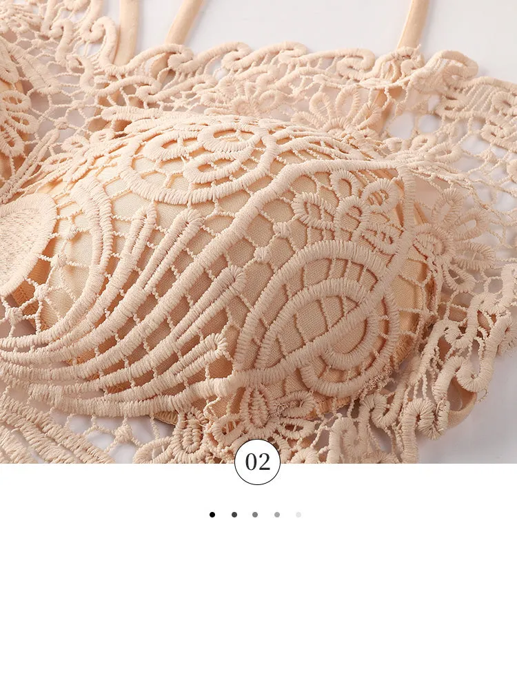 Heart-shaped Embroidered Slim-fitting Hollow Tank Top Bra
