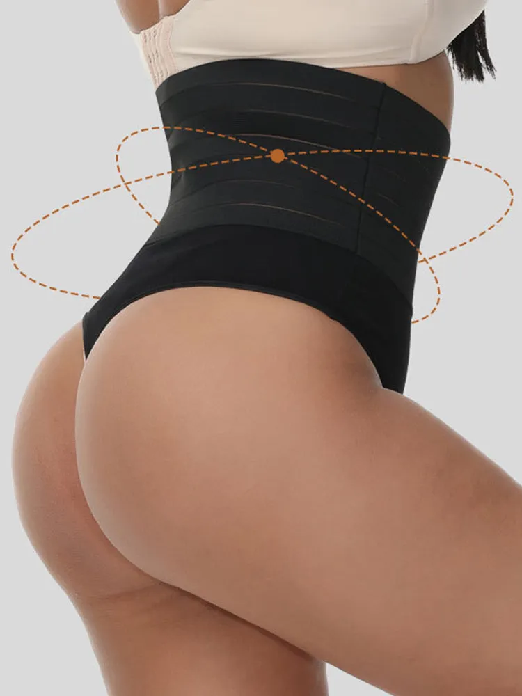 High Waist High Elastic Tummy Thong Shapewear