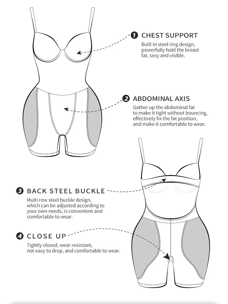 Hip Enhancing Suspenders Tummy Control Shaper Bodysuit