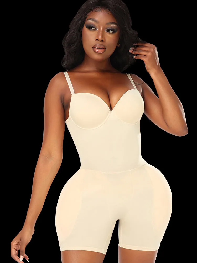 Hip Enhancing Suspenders Tummy Control Shaper Bodysuit