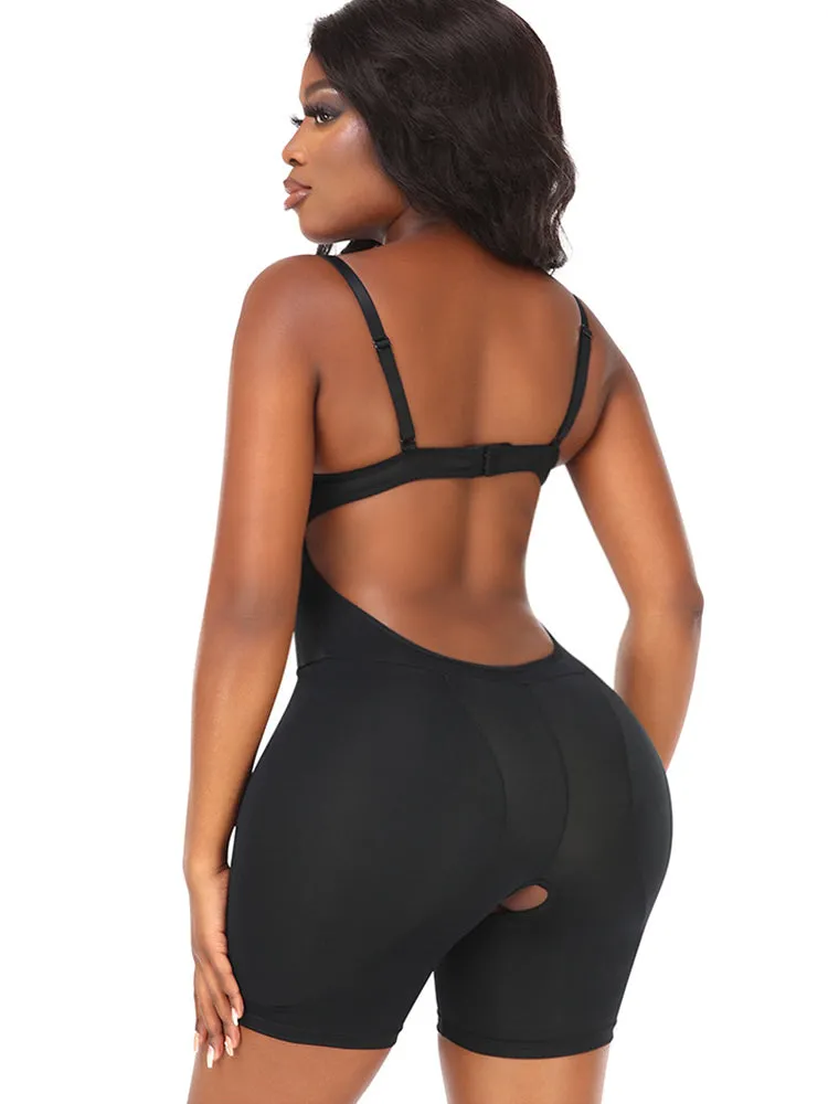 Hip Enhancing Suspenders Tummy Control Shaper Bodysuit