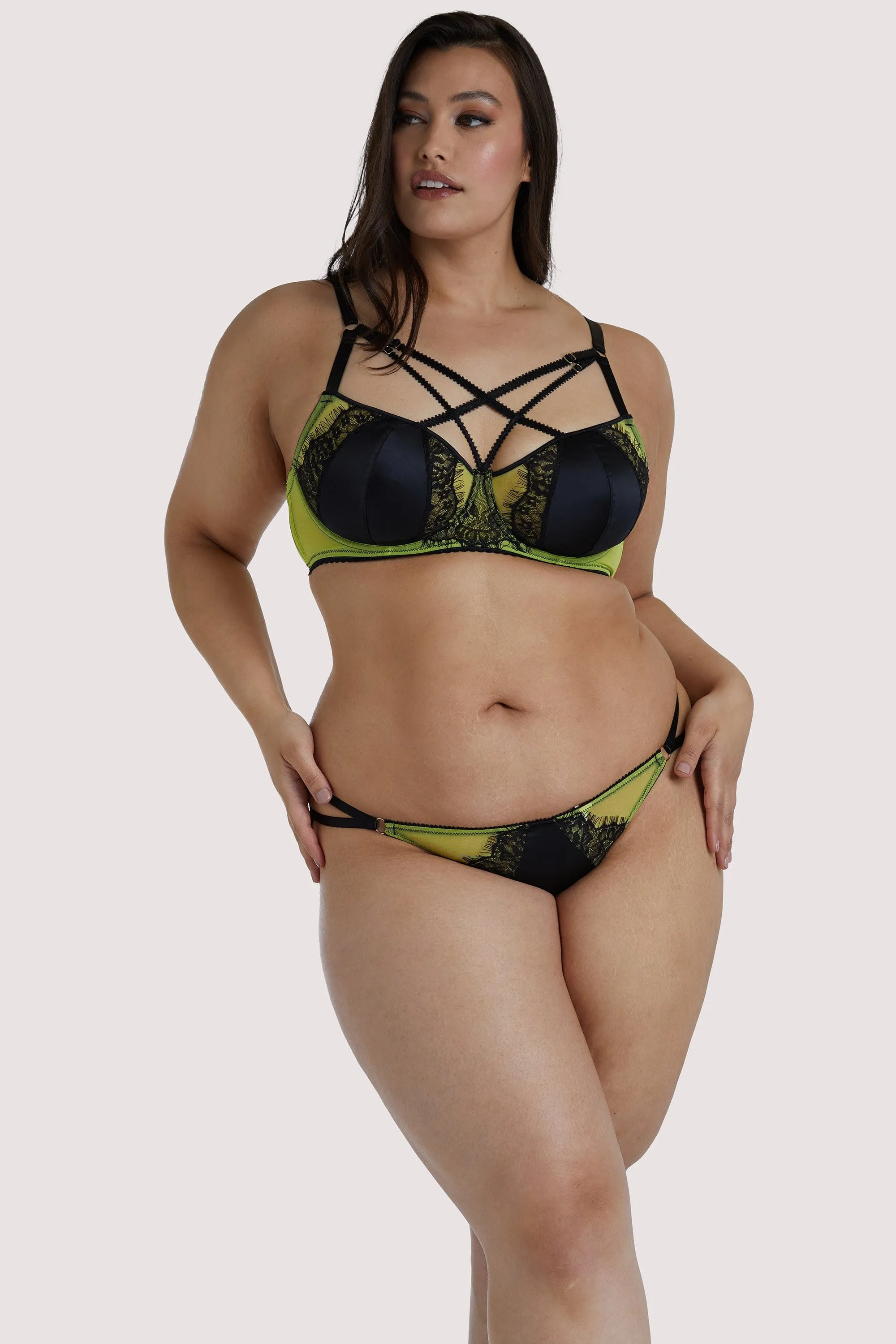 Indigo Lime Strappy Picot Thong