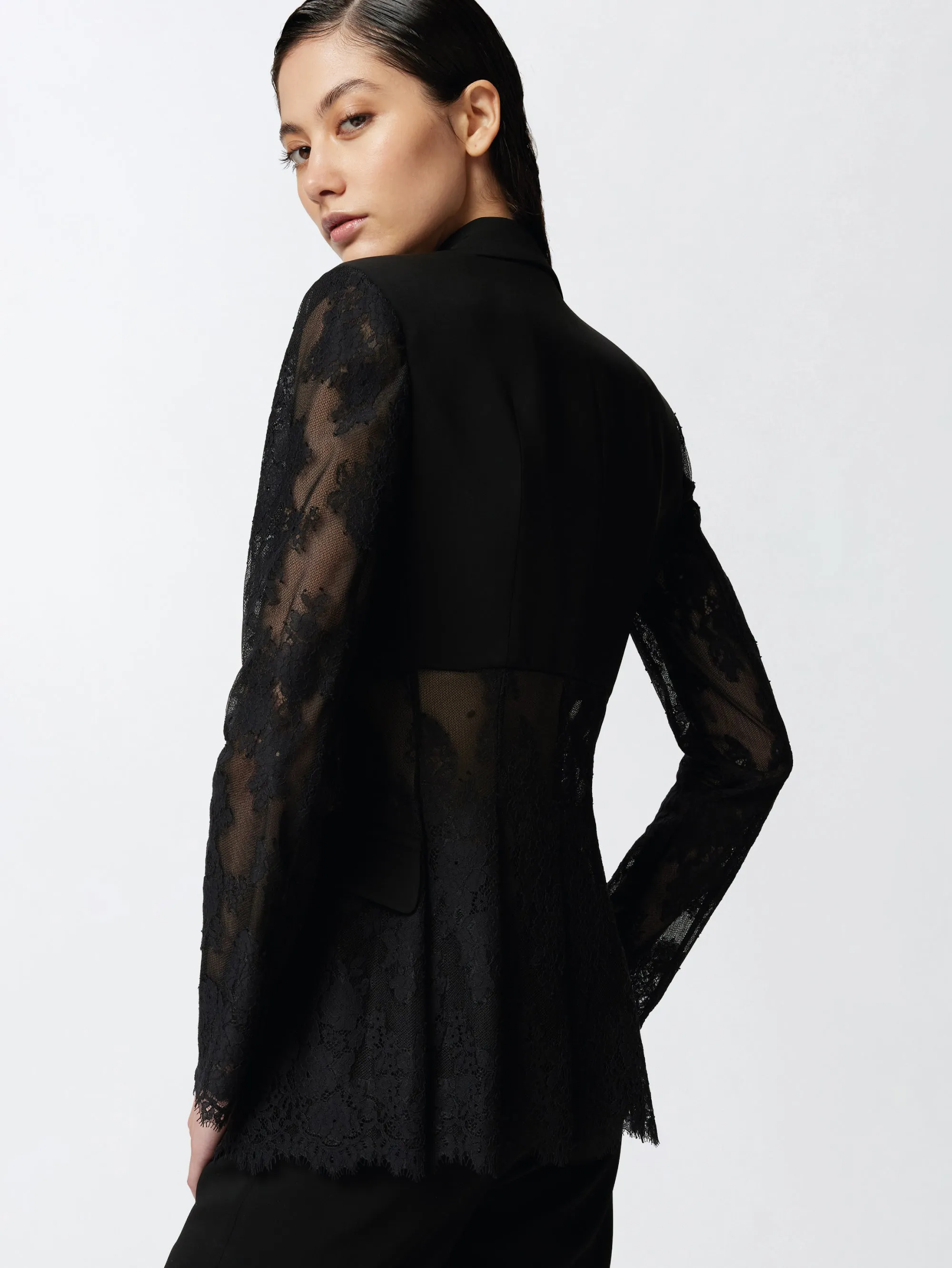 Lace and Technical Black Cady Blazer