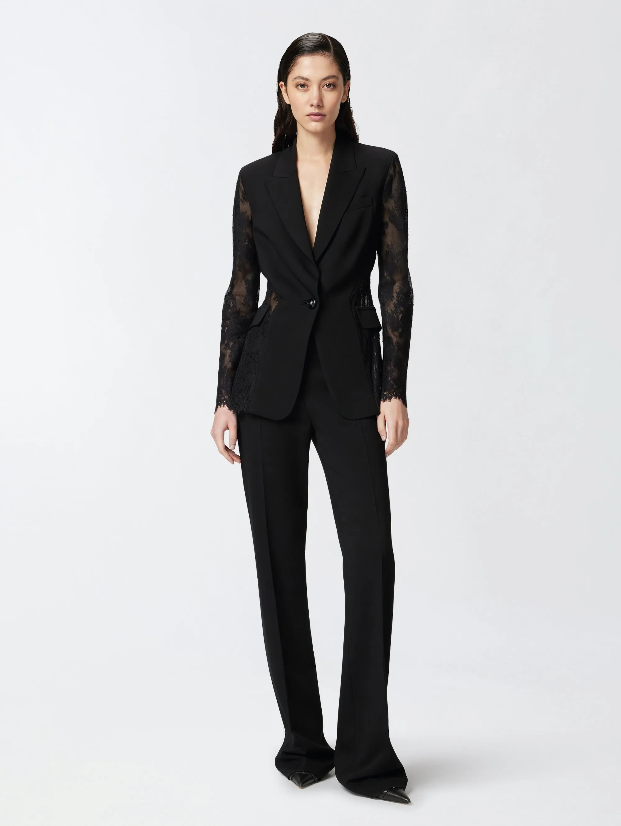 Lace and Technical Black Cady Blazer