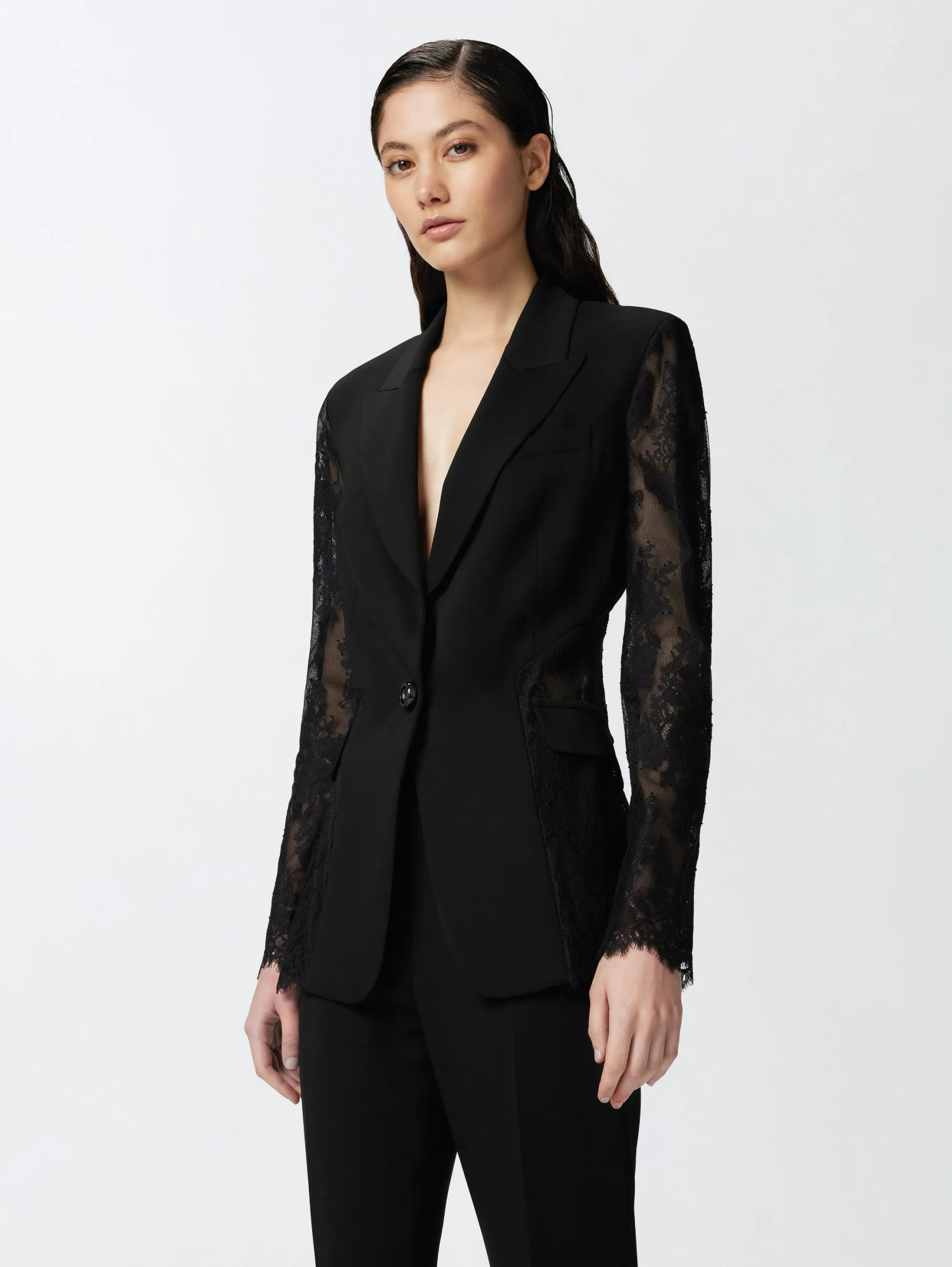Lace and Technical Black Cady Blazer