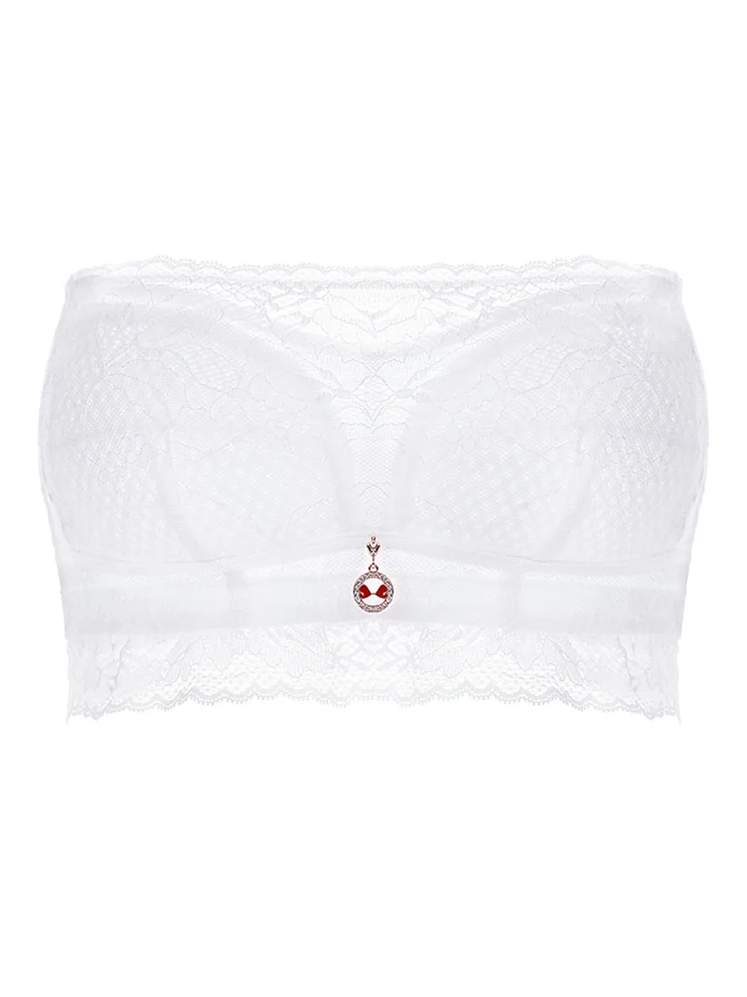 Lace Bandeau Style Push-Up Wire-Free Strapless Bra