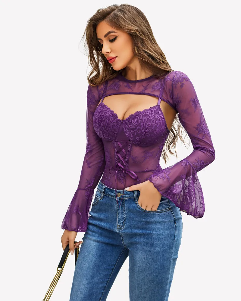 Lace Bodysuit with Crop Top