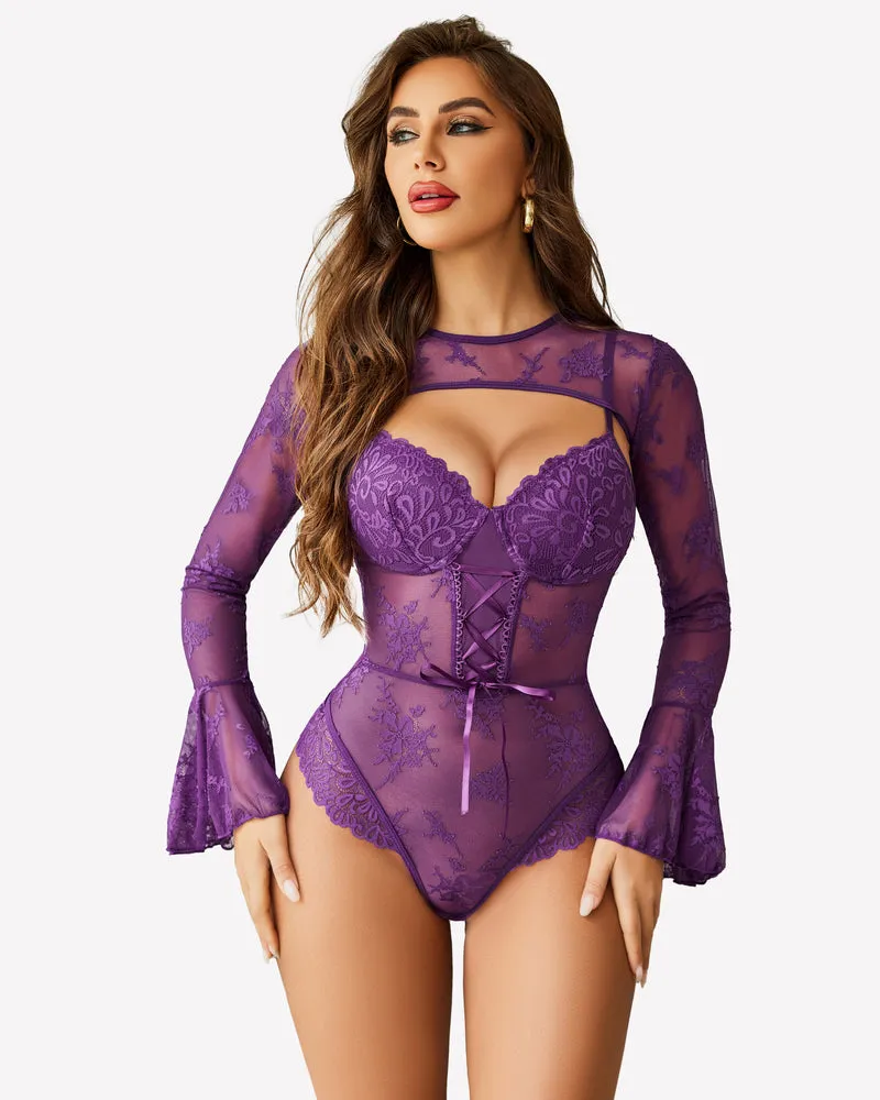 Lace Bodysuit with Crop Top