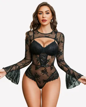 Lace Bodysuit with Crop Top
