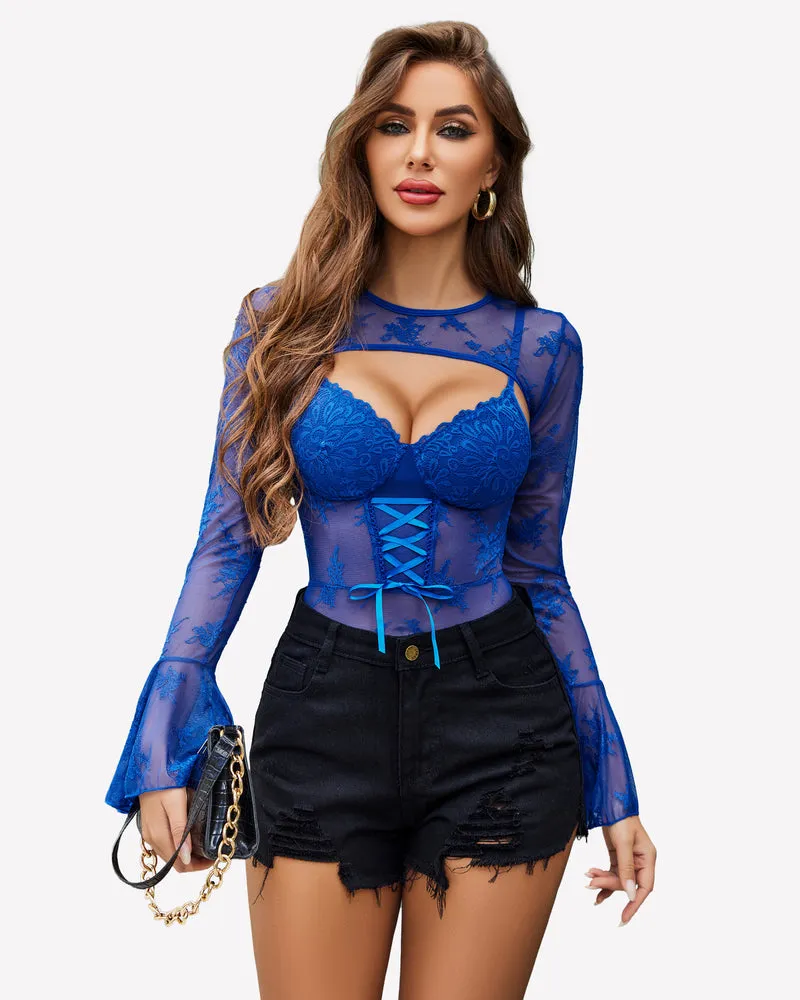 Lace Bodysuit with Crop Top