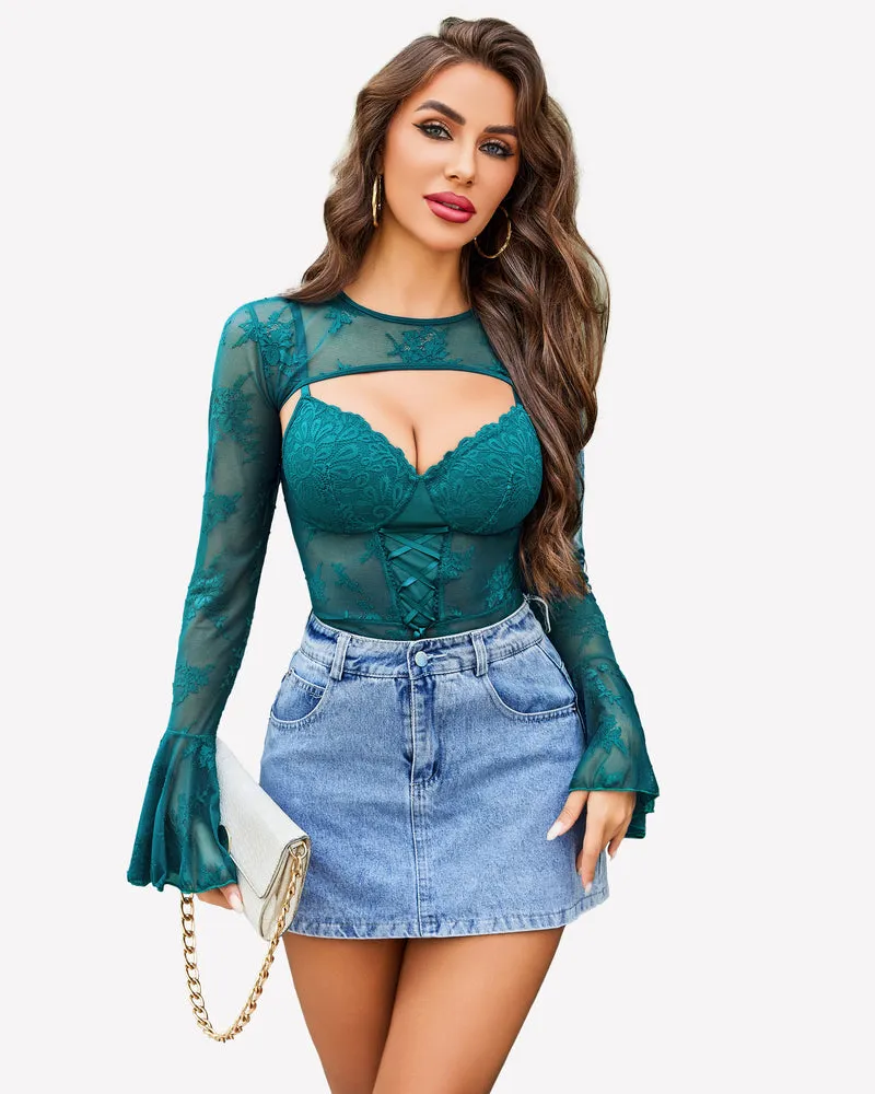 Lace Bodysuit with Crop Top