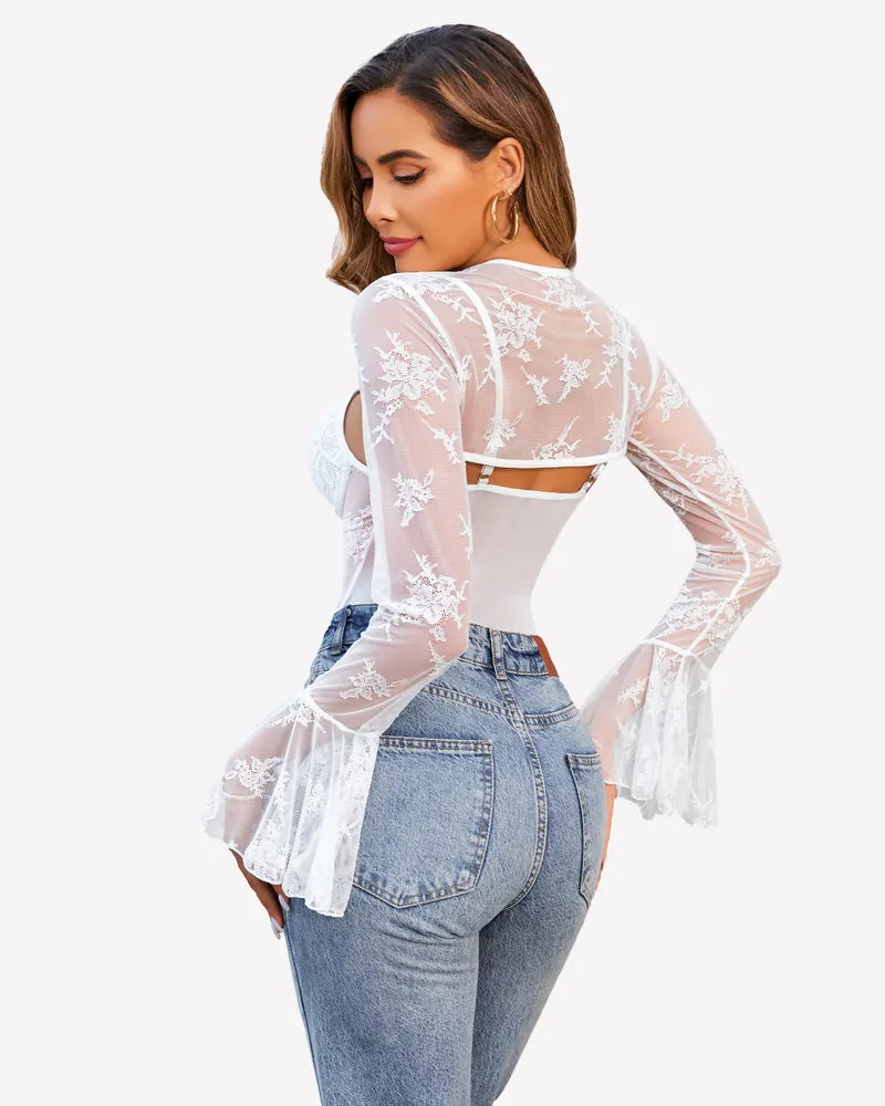 Lace Bodysuit with Crop Top