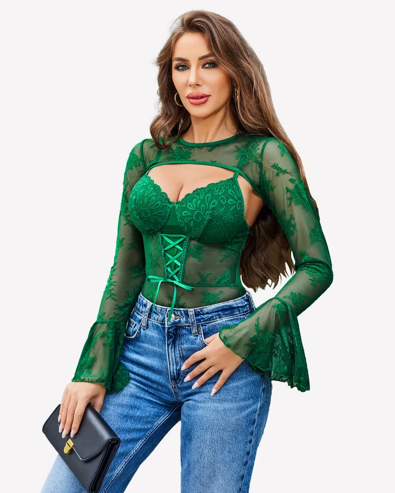 Lace Bodysuit with Crop Top