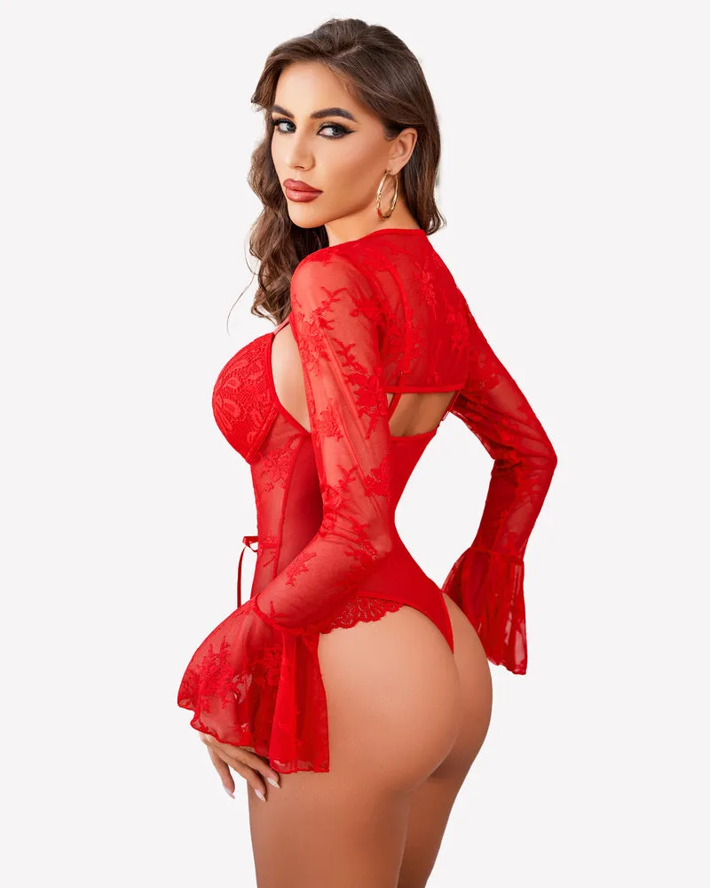 Lace Bodysuit with Crop Top