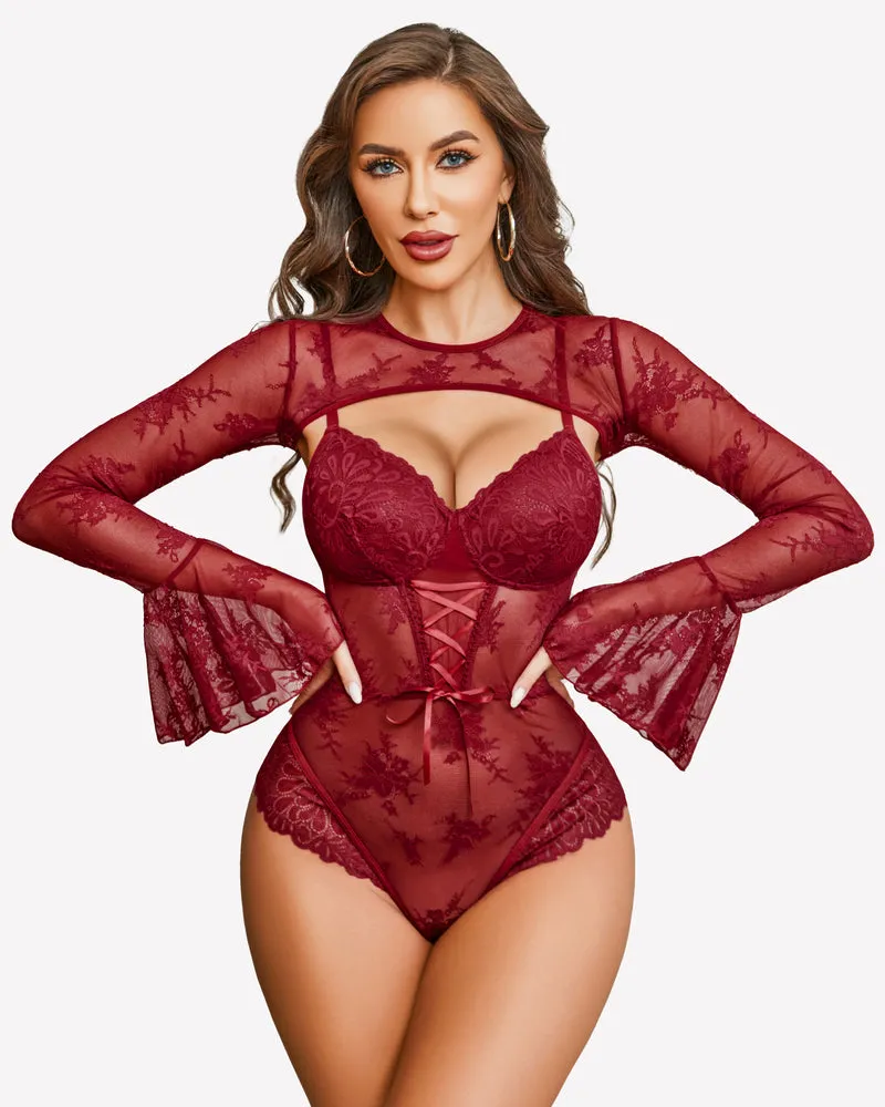 Lace Bodysuit with Crop Top