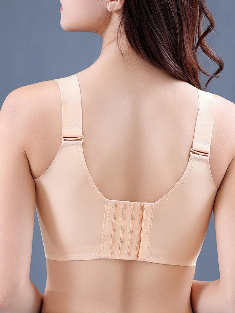 Lace Embroidery Flowers Unpadded Side Support Wireless Bra