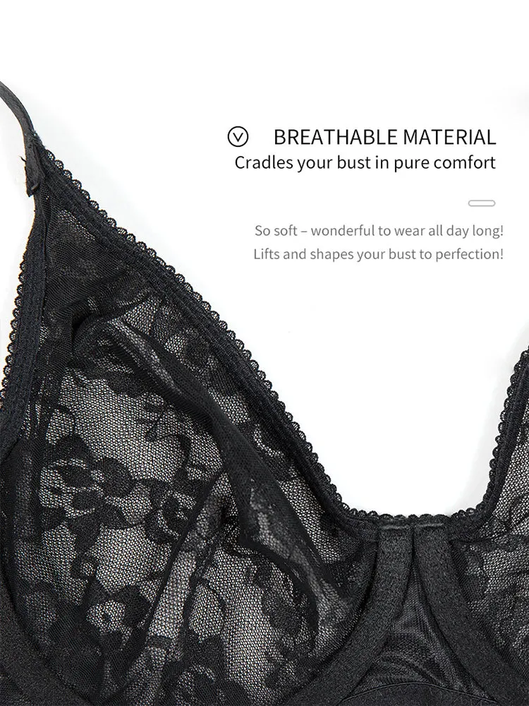 Lace Full Bust Non-padded Push Up Underwire Bra