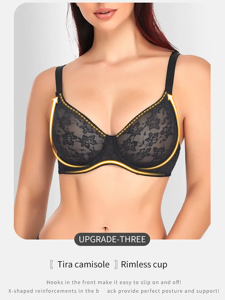 Lace Full Bust Non-padded Push Up Underwire Bra