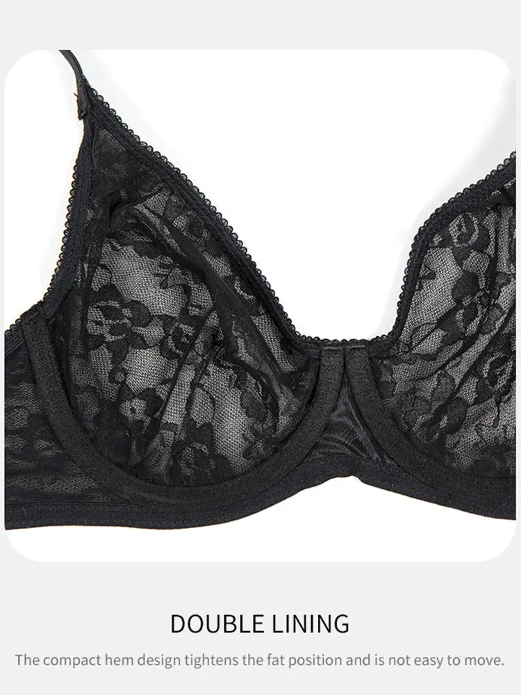 Lace Full Bust Non-padded Push Up Underwire Bra