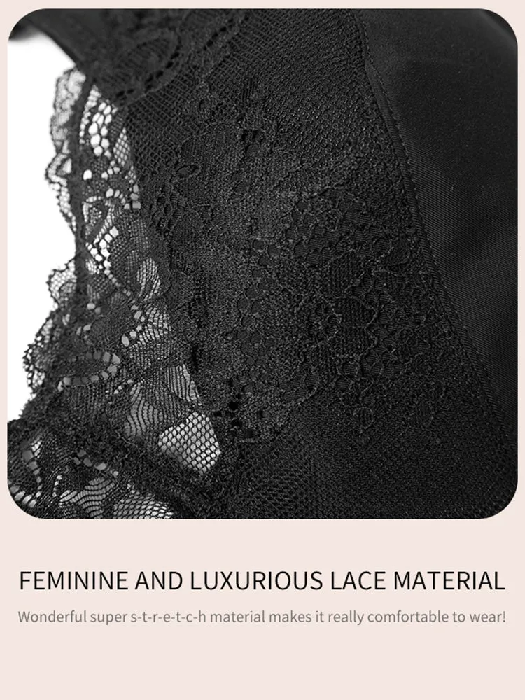Lace Lift-Up Sports Bra & High-Waisted Thong Set for Women