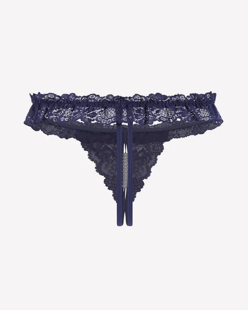 Lace Low Waist Thongs with Pearls Ball