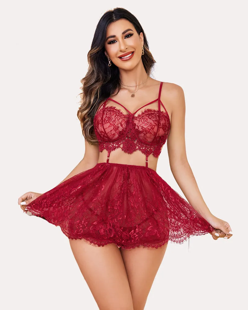 Lace Mesh Babydoll Nightwear