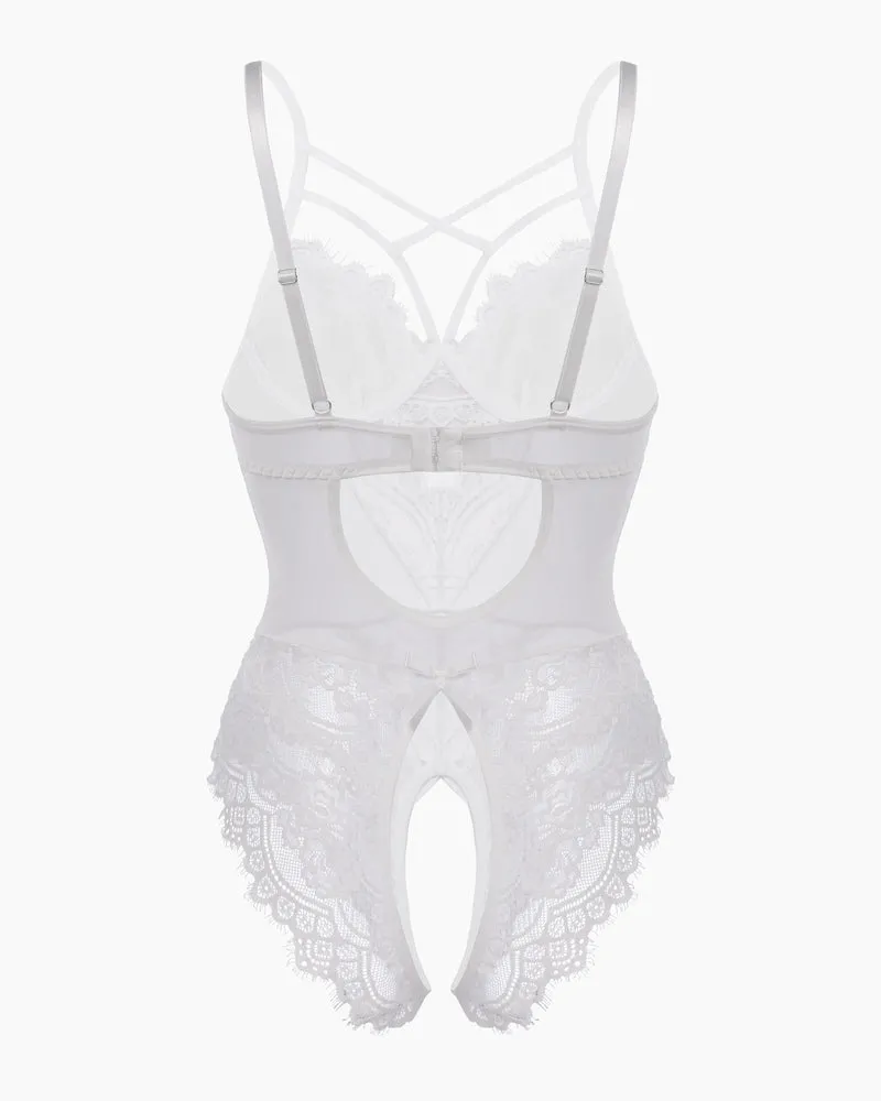 Lace One Piece Criss Cross Bodysuit