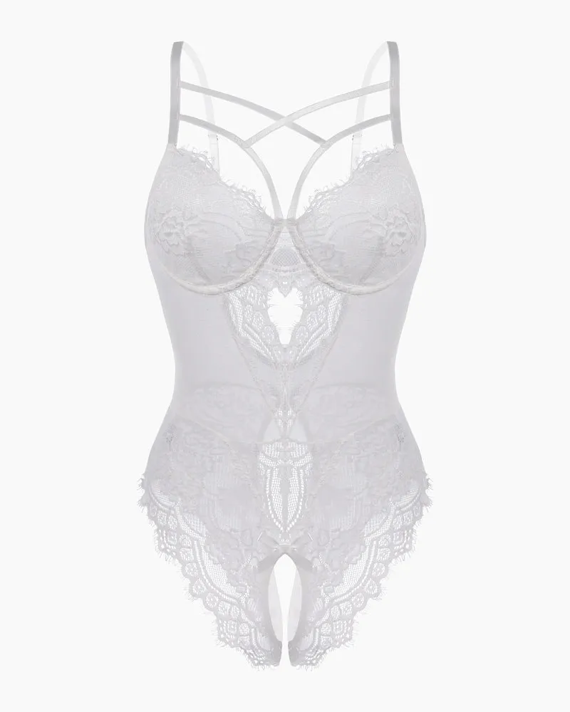 Lace One Piece Criss Cross Bodysuit