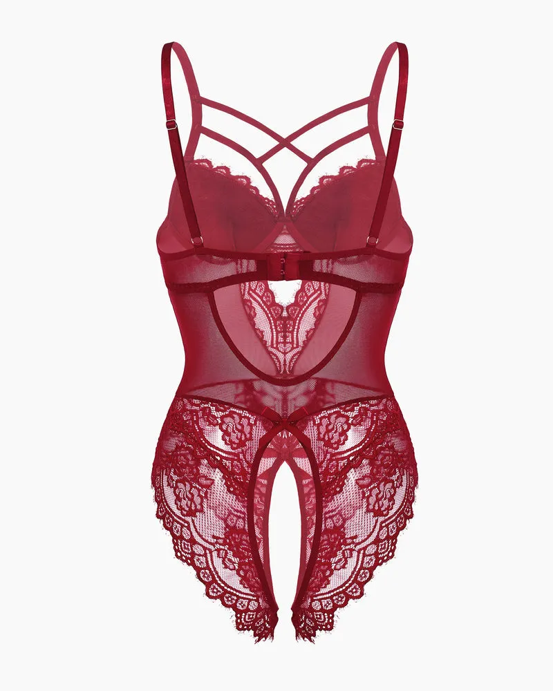 Lace One Piece Criss Cross Bodysuit