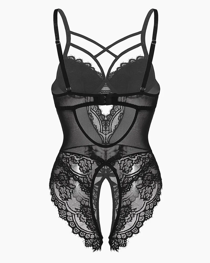 Lace One Piece Criss Cross Bodysuit